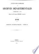 Inventaire sommaire des archives départementales antérieures à 1790