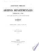 Inventaire-sommaire des Archives départementales antérieures à 1790