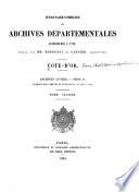 Inventaire-sommaire des Archives départementales antérieures à 1790