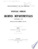Inventaire sommaire des Archives départementales Hautes-Alpes