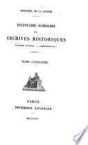 Inventaire sommaire des archives historiques