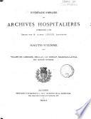 Inventaire sommaire des archives hospitalières antérieures à 1790