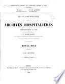 Inventaire-sommaire des Archives hospitalières antérieures à 1790