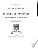 Inventaire sommaite des archives communales anterieures a 1790