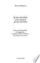 Je me souviens encore mieux de Je me souviens