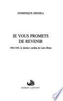 Je vous promets de revenir