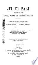 Jeu et pari au point de vue civil