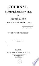 Journal complémentaire du dictionaire des sciences médicales