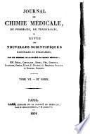 Journal de chimie médicale de pharmacie, de toxicologie et moniteur d'hygiène et de salubrité publique réunis