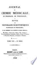 Journal de chimie médicale, de pharmacie et de toxicologie
