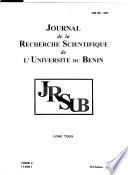 Journal de la recherche scientifique de l'Université du Bénin