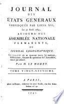 Journal des Et́ats généraux, convoqués par Louis XVI.