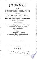 Journal des principales operations de la campagne de 1794 dans les 7 Provinces-unies et pays de la Generalite(etc.)