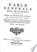 Journal des scavans. Table generale