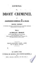Journal du droit criminel, ou jurisprudence criminelle de la France
