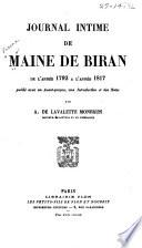 Journal intime de Maine de Biran