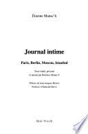 Journal intime: Paris, Berlin, Moscou, Istanbul, 1926-1939