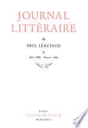 Journal littéraire: Juin 1928-février 1940