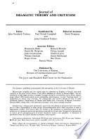Journal of Dramatic Theory and Criticism