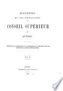 Jugements et délibérations du Conseil souverain de la Nouvelle-France