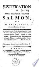 Justification de Marie-Françoise-Victoire Salmon