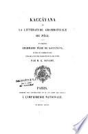 Kaccayana et la littérature grammaticale du Pâli