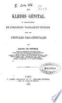 Kleisis génital et principalement de l'occlusion vaginale et vulvaire dans les fistules uro-génitales