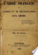 L'abbé Olinger, ou: Le fabricant de dictionnaires aux abois