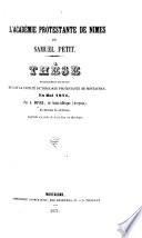 L'académie protestante de Nimes et Samuel Petit