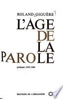 L'âge de la parole