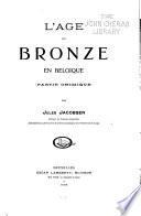 L'áge du bronze en Belgique (partie chimique).