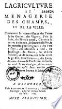 L'agriculture et ménagerie des champs et de la ville...