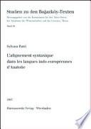 Livre L'alignement syntaxique dans les langues indo-europeennes d'Anatolie