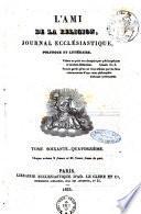 L'ami de la religion journal et revue ecclesiastique, politique et litteraire