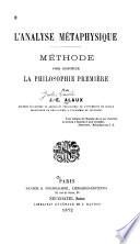 L'analyse metaphysique