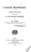 L'analyse métaphysique