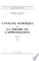L'Analyse Numérique Et la Théorie de L'approximation