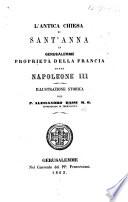 L'Antica chiesa di Sant' Anna in Gerusalemme, proprietà della Francia sotto Napoleone III. Illustrazione storica