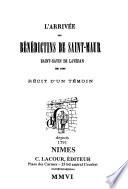 L'arrivée des Bénédictins de Saint-Maur