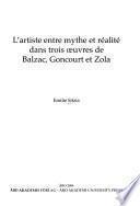 L'artiste entre mythe et réalité dans trois œuvres de Balzac, Goncourt et Zola