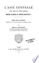 L'Asie centrale aux XVIIe et XVIIIe siècle