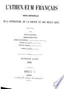 L'Athenaeum francais. Journal universel de la litterature, de la science et des beaux-arts