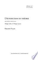 L'autofiction en théorie