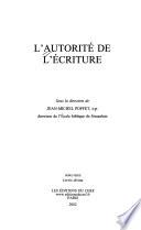 L'autorité de l'Ecriture