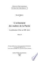 L'avénement des maîtres de la Parole