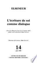 L'Ecriture de soi comme dialogue