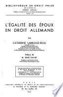 L'égalité des époux en droit allemand