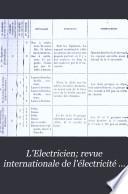 L'Electricien; revue internationale de l'électricité et de ses applications