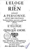 L'ELOGE DE RIEN