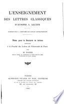 L'enseignement des lettres classiques d'Ausone à Alcuin